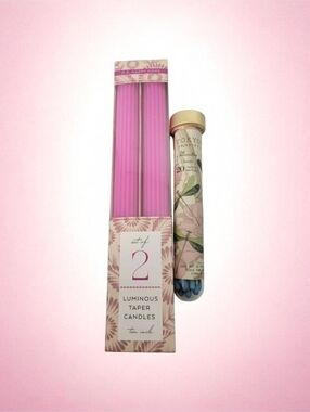 Margot Elena Happy Home Pink Luminous Taper Candles And Tokyomilk Safety Matches